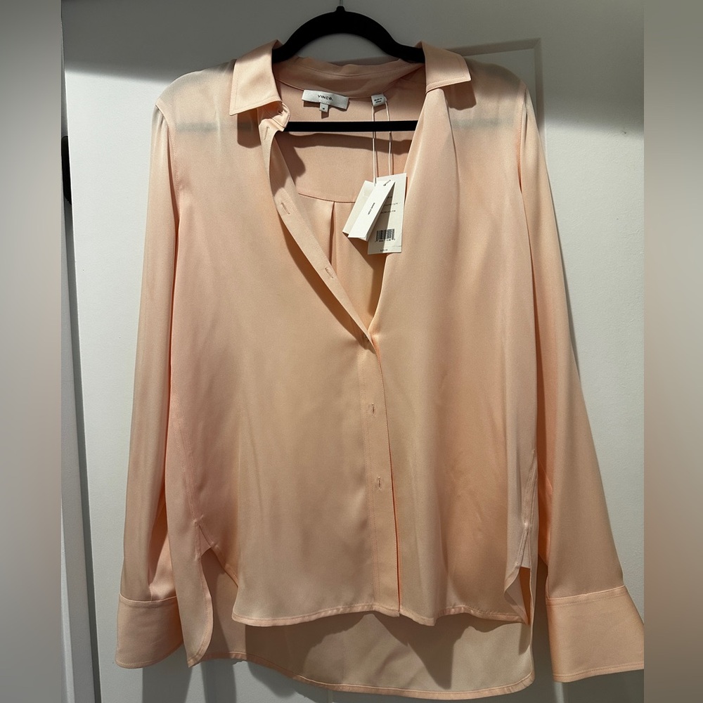 Peachy cream Vince silk blouse